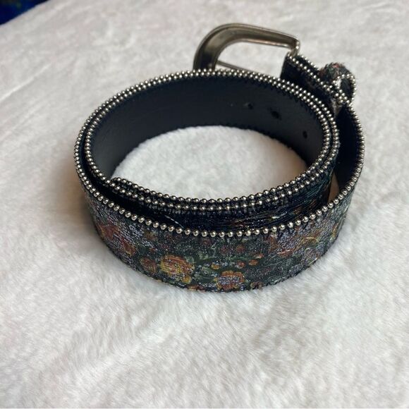Floral Tapestry Glitzy Bonded Leather Belt Size Large - Picture 8 of 9